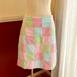 Talbots Petites Colorful Patchwork Plaid Skirt 100% Cotton 12P‎
